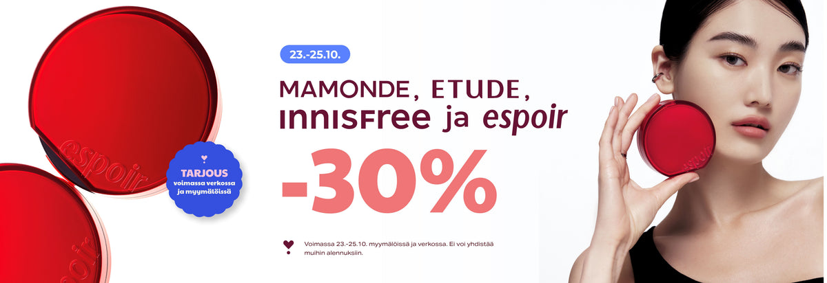 Mamonde, Etude, Innisfree and Espoir 30% off October 23-25, 2026